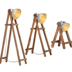 vidaXL Lampadaires 3 pcs é E27 Bois de manguier massif