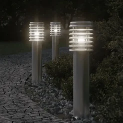 vidaXL Lampadaires d'extérieur 3 pcs é 60 cm acier inoxydable