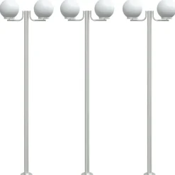vidaXL Lampadaires d'extérieur 3 pcs argenté 215 cm acier inoxydable