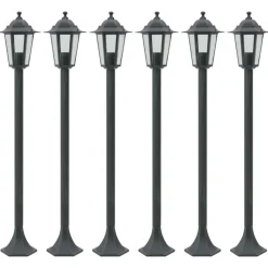Luminaires-vidaXL Lampe de jardin à piquet 6 pcs E27 110 cm Aluminium Vert foncé