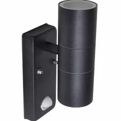Luminaires-vidaXL Lampe murale à LED avec capteur Inox Forme cylindrique Noir