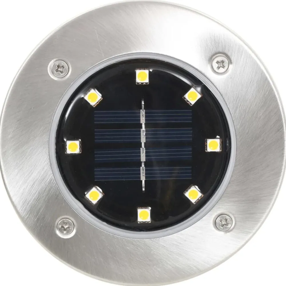 Luminaires-vidaXL Lampe solaire au sol 8 pcs Lumières LED blanches chaudes Blanc chaud