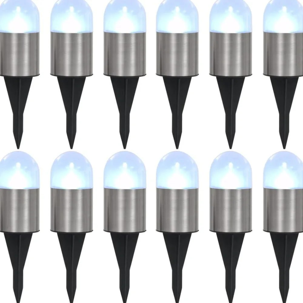 Luminaires-vidaXL Lampe solaire au sol 12 pcs Lumières LED blanches