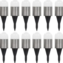 Luminaires-vidaXL Lampe solaire au sol 12 pcs Lumières LED blanches