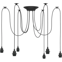 Luminaires-vidaXL Lampe suspendue avec 6 porte-lampes E27 noir métal