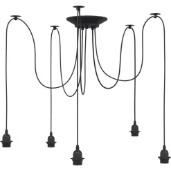 Luminaires-vidaXL Lampe suspendue avec 5 porte-lampes E27 noir métal