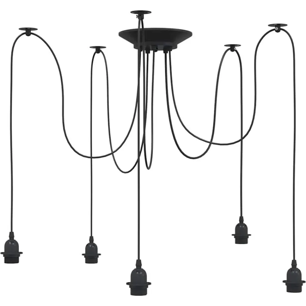 Luminaires-vidaXL Lampe suspendue avec 5 porte-lampes E27 noir métal