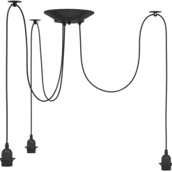 Luminaires-vidaXL Lampe suspendue avec 3 porte-lampes E27 noir métal