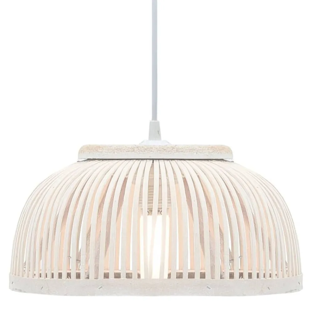 Luminaires-vidaXL Lampe suspendue Bambou 40 W 34x14,5 cm Demi-cercle E27 blanc de chaux