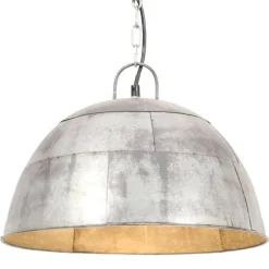 Luminaires-vidaXL Lampe suspendue industrielle vintage 25 W é Rond 41cm E27 Argent