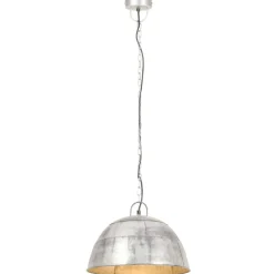 Luminaires-vidaXL Lampe suspendue industrielle vintage 25 W é Rond 41cm E27 Argent