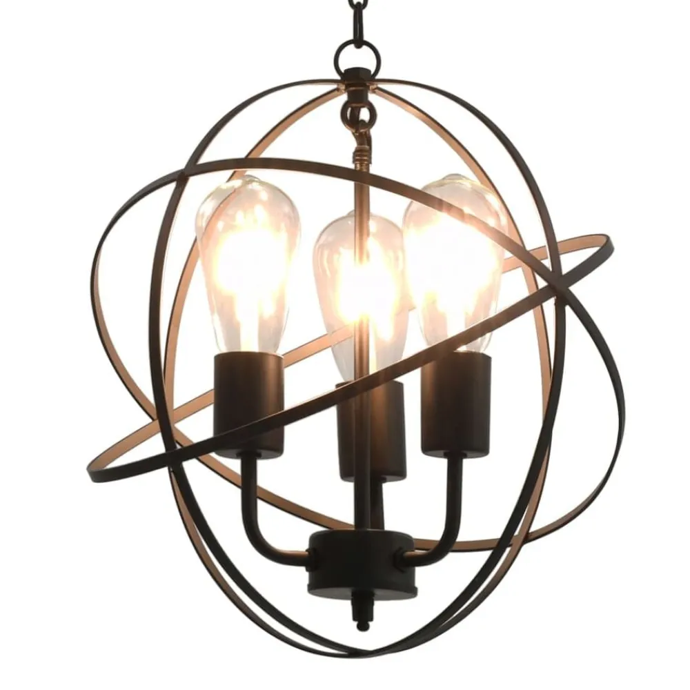 Luminaires-vidaXL Lampe suspendue Noir Sphère 3 ampoules E27