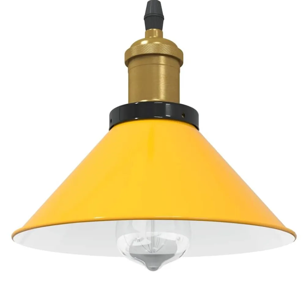 Luminaires-vidaXL Lampe suspendue réglable hauteur E27 Ø22cm métal Jaune brillant