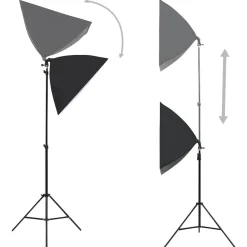vidaXL Lampes de studio professionnelles 2 pcs 40x60 cm Acier Noir