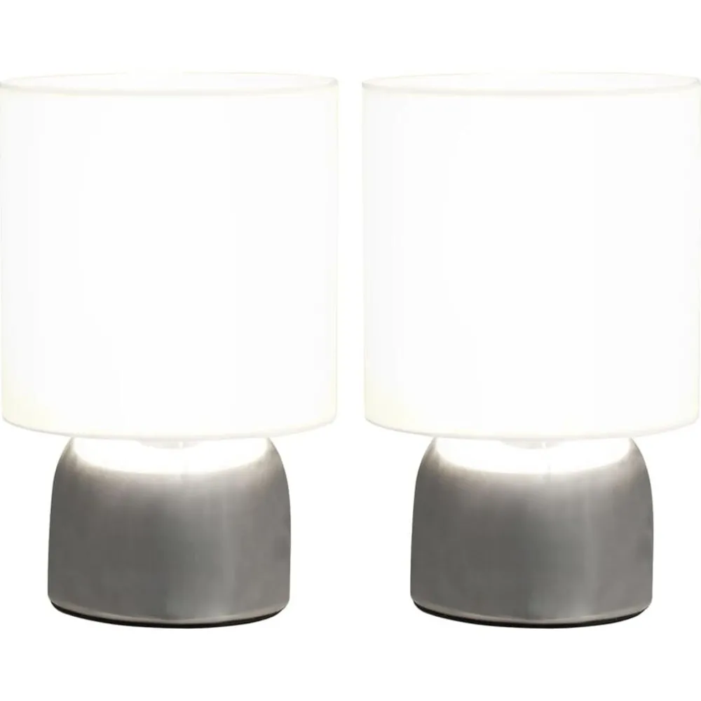 Luminaires-vidaXL Lampes de table 2 pcs Bouton tactile Blanc E14
