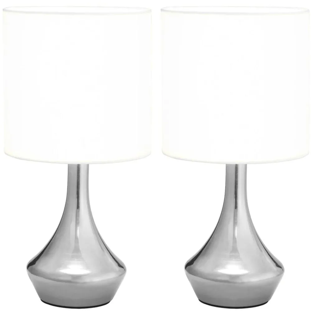 Luminaires-vidaXL Lampes de table 2 pcs Bouton tactile Blanc E14