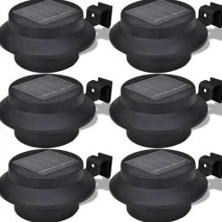 Luminaires-vidaXL Lampes solaires 6 pcs pour clôture gouttière Noir