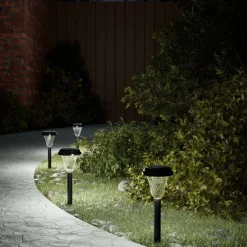 Luminaires-vidaXL Lampes solaires d'allées et piquets de sol 12 pcs Blanc