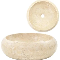 Plomberie-vidaXL Lavabo 40 x 12 cm Marbre Crème Cr&egrave;me