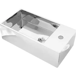 Plomberie-vidaXL Lavabo avec trop-plein 49 x 25 x 15 cm Céramique é Argent
