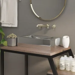 Plomberie-vidaXL Lavabo avec trop-plein 49 x 25 x 15 cm Céramique é Argent