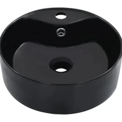 Plomberie-vidaXL Lavabo avec trop-plein 36x13 cm Céramique Noir