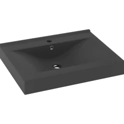 Plomberie-vidaXL Lavabo avec trou de robinet 60x46 cm Céramique gris foncé mat