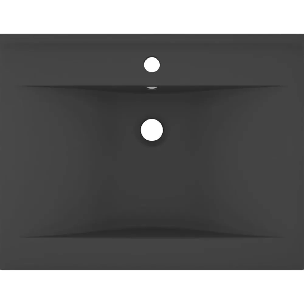 Plomberie-vidaXL Lavabo avec trou de robinet 60x46 cm Céramique gris foncé mat