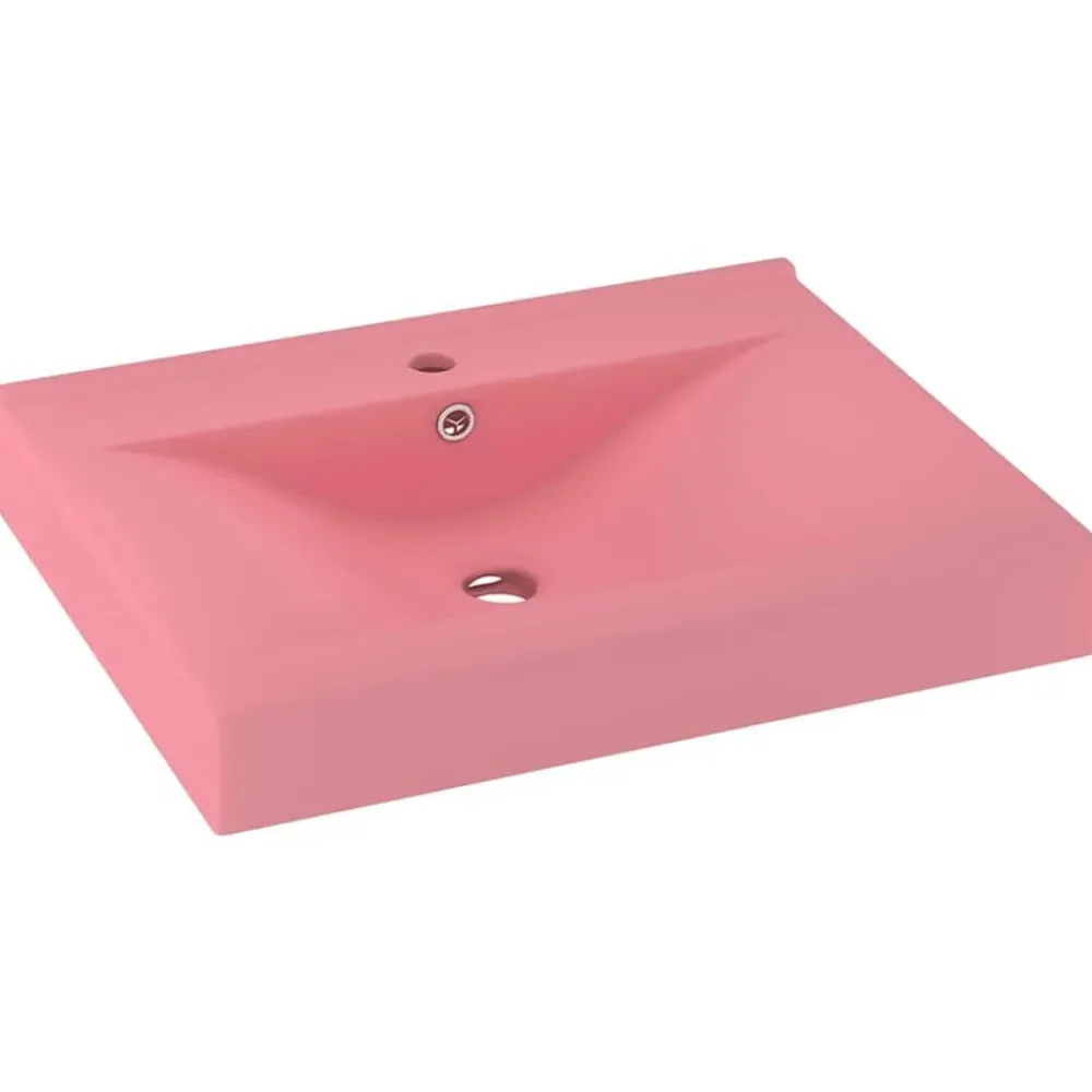 Plomberie-vidaXL Lavabo avec trou de robinet 60x46 cm Céramique rose mat