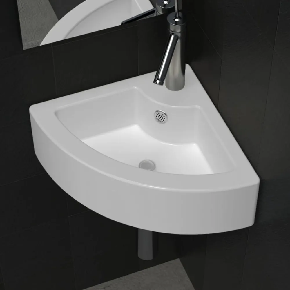 Plomberie-vidaXL Lavabo avec trou de trop-plein 45x32x12,5 cm Blanc