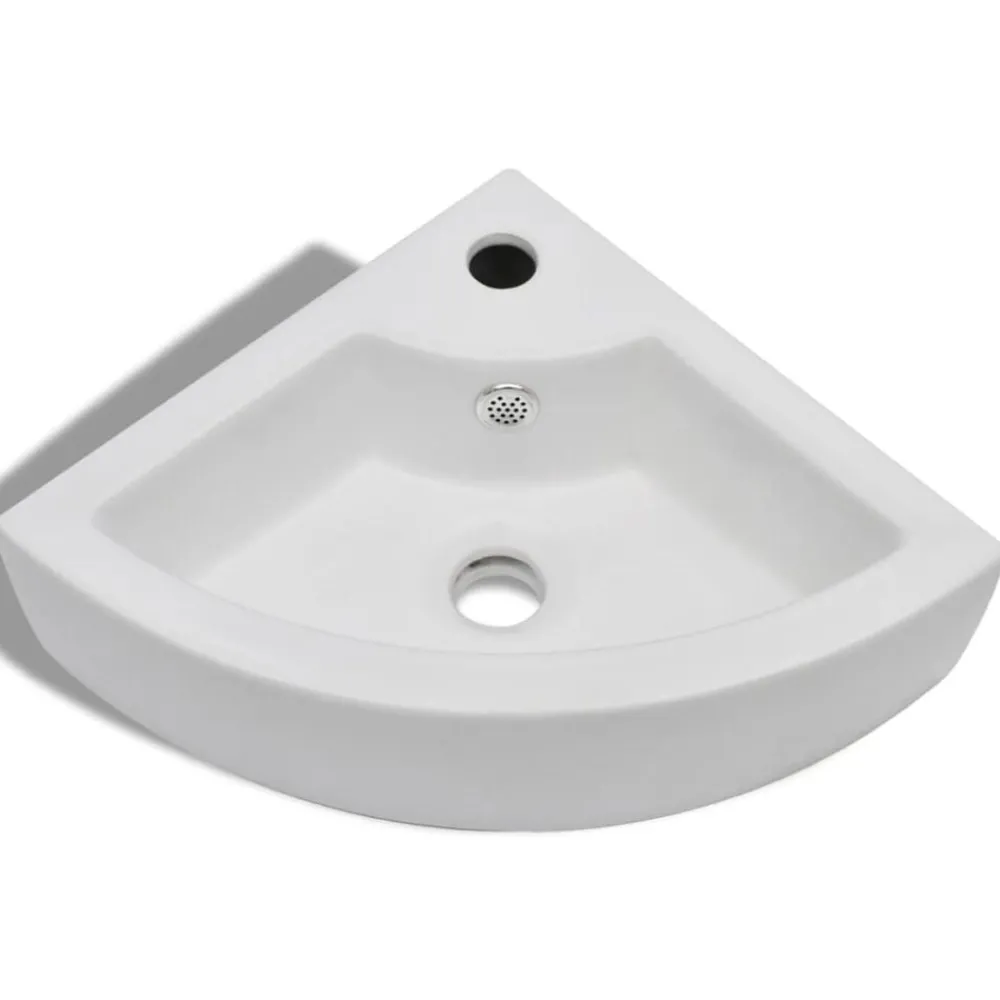 Plomberie-vidaXL Lavabo avec trou de trop-plein 45x32x12,5 cm Blanc