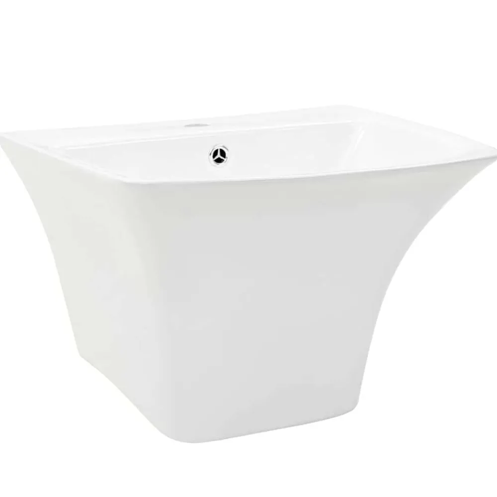vidaXL Lavabo Blanc 53 x 44 x 37 cm Céramique Émaillée