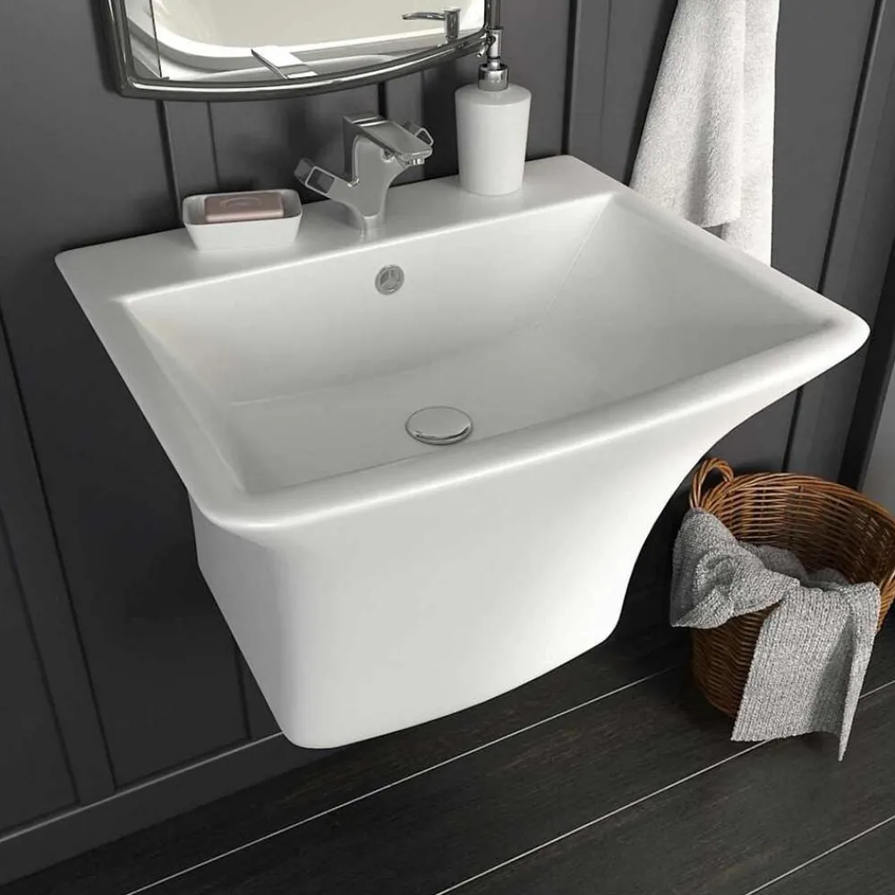 vidaXL Lavabo Blanc 53 x 44 x 37 cm Céramique Émaillée