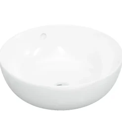 vidaXL Lavabo blanc 44x17 cm céramique rond