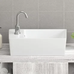 Plomberie-vidaXL Lavabo 48x25x15 cm céramique Blanc