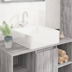 Plomberie-vidaXL Lavabo blanc 37x37x13 cm céramique carré
