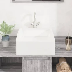Plomberie-vidaXL Lavabo blanc 37x37x13 cm céramique carré