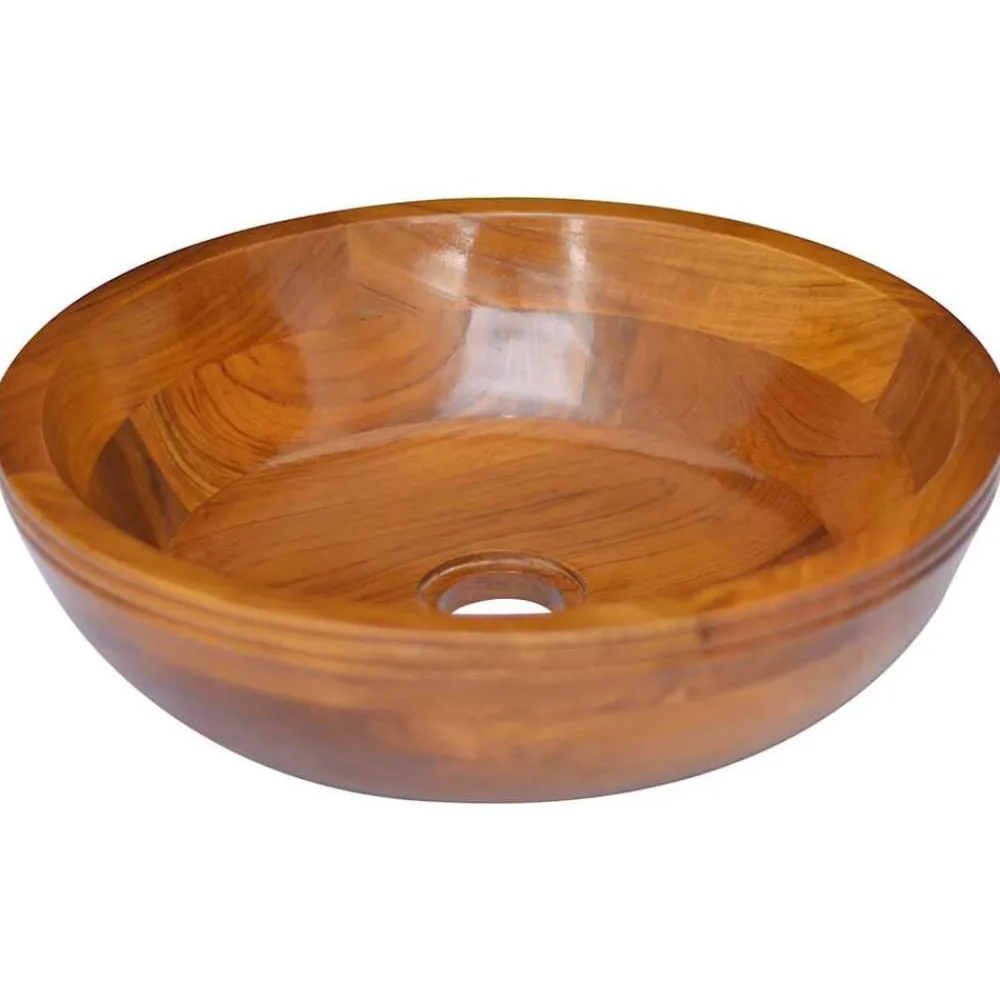 Plomberie-vidaXL Lavabo Bois de teck massif Φ40x10 cm