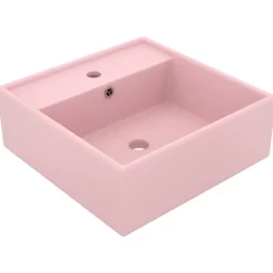 Plomberie-vidaXL Lavabo carré de luxe à trop-plein 41x41 cm Céramique rose mat
