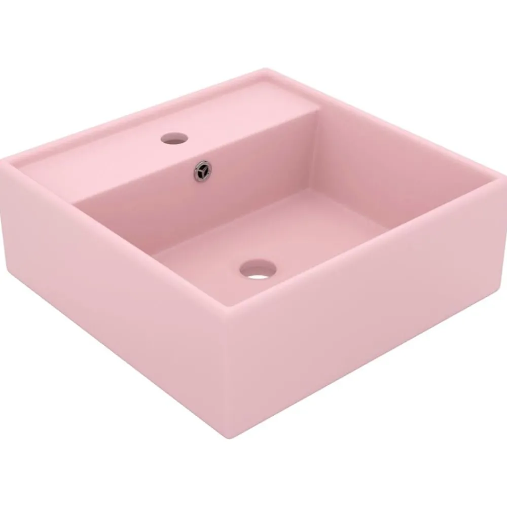 Plomberie-vidaXL Lavabo carré de luxe à trop-plein 41x41 cm Céramique rose mat