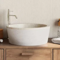 vidaXL Lavabo Crème Ø40x15 cm Marbre