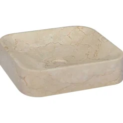 Plomberie-vidaXL Lavabo Crème 40x40x10 cm Marbre Cr&egrave;me