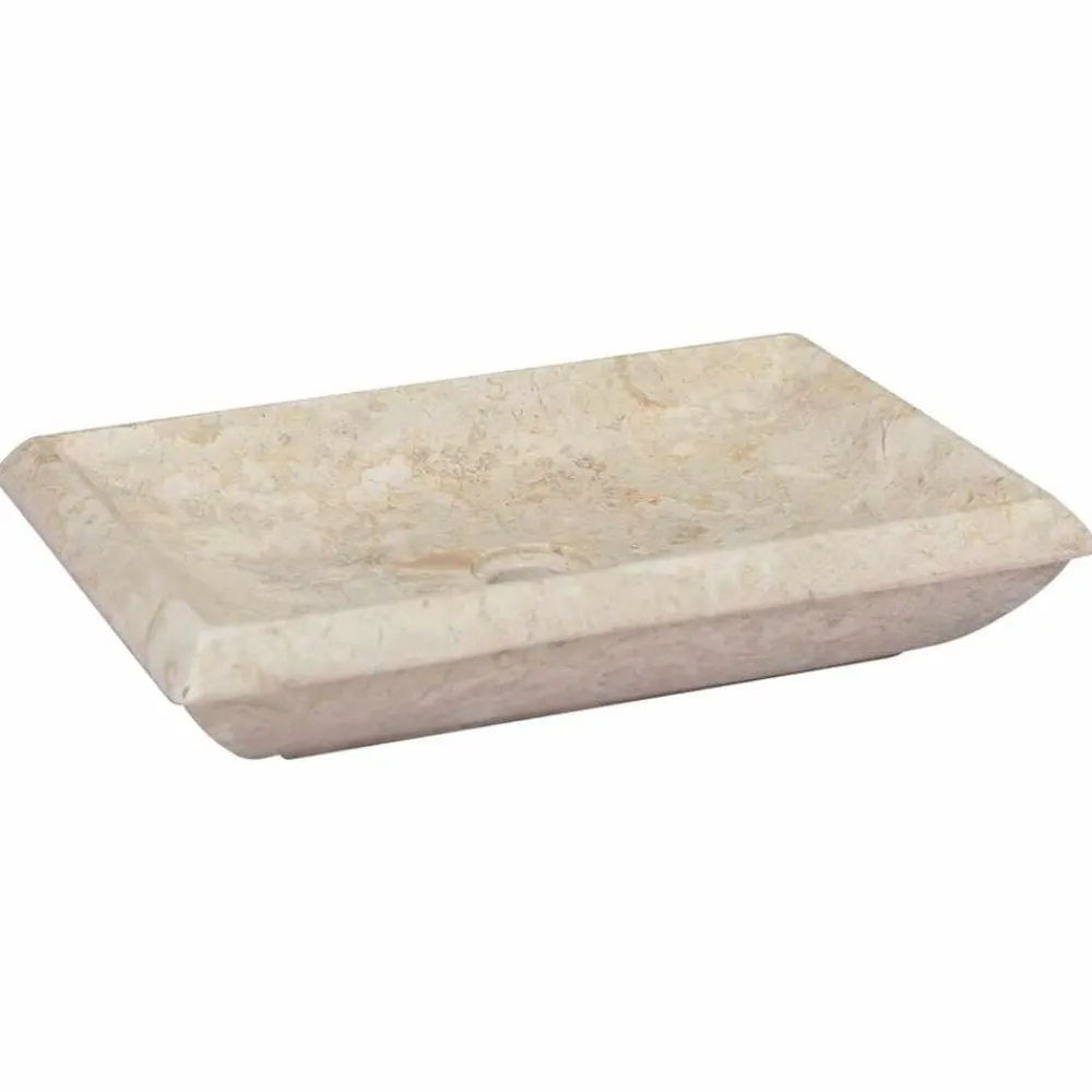 Plomberie-vidaXL Lavabo Crème 50x35x10 cm Marbre Crème
