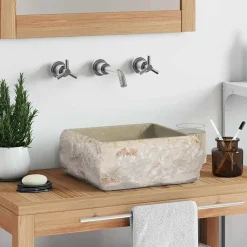 Plomberie-vidaXL Lavabo Crème 30x30x13 cm Marbre Cr&egrave;me
