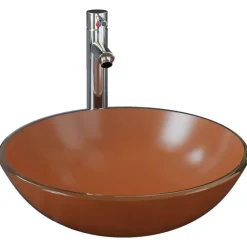 vidaXL Lavabo de bain avec robinet et drain à poussoir Verre trempé
