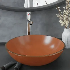 vidaXL Lavabo de bain avec robinet et drain à poussoir Verre trempé