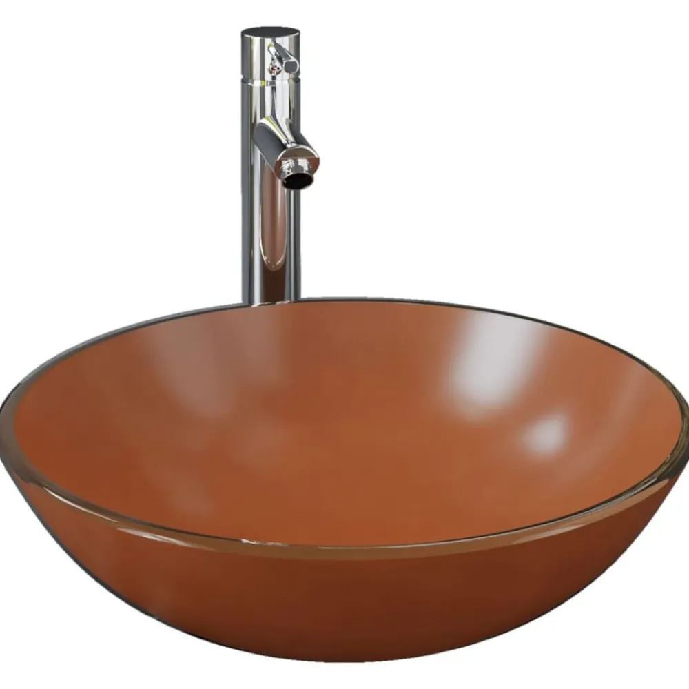 Plomberie-vidaXL Lavabo de bain avec robinet et drain à poussoir Verre trempé