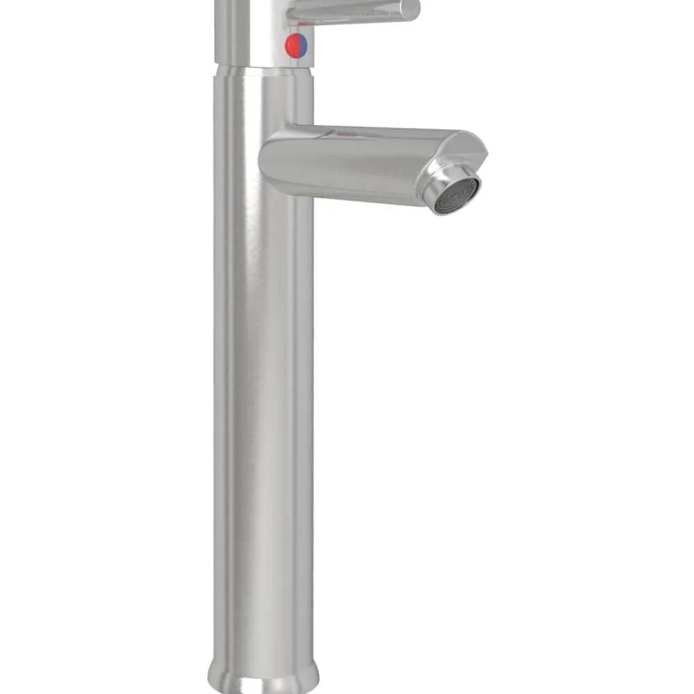 vidaXL Lavabo de bain avec robinet et drain à poussoir Verre trempé
