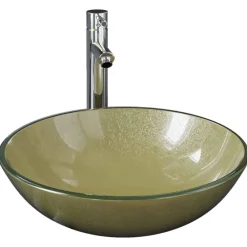 Plomberie-vidaXL Lavabo de bain avec robinet et drain à poussoir Verre trempé