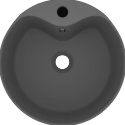 Plomberie-vidaXL Lavabo de luxe avec trop-plein 36x13cm Céramique gris foncé mat